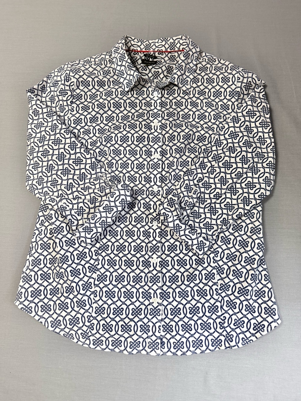 Talbots Wrinkle-Resistant Geometric Link Print Blouse Size 16